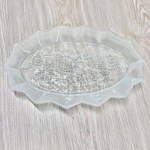 MIKASA Silent Night Oval Sweet Dish 12" Tray Crystal Candy Platter Christmas